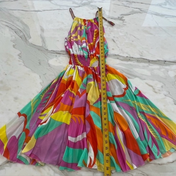 EMILIO PUCCI ORANGE PINK MULTI CHAIN SUNDRESS 9HWG30 SIZE IT42 / US 8 NWOTS! - Picture 15 of 17